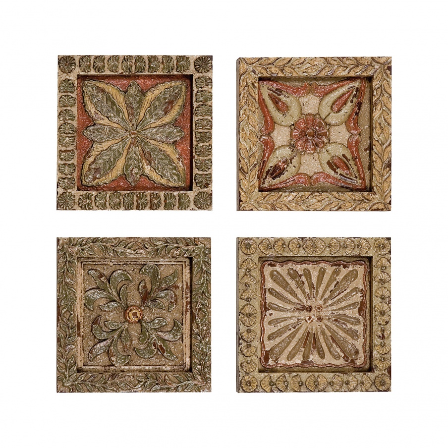 Wand-Dekor-Carved Wall Plaques - Set of 4 Guild Master