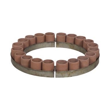 Zubehör Terra Cotta Tea Light Ring In Natural Terra Cotta And Aged Tin