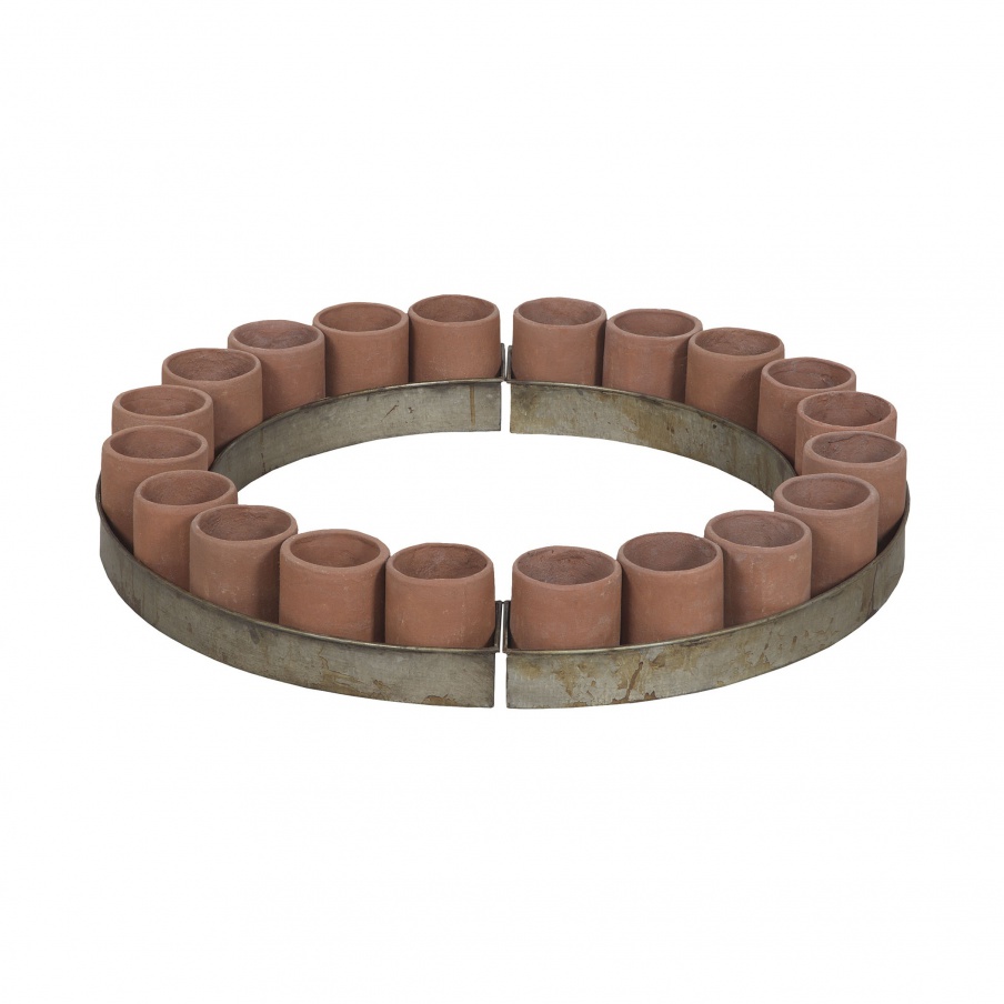 Zubehör Terra Cotta Tea Light Ring In Natural Terra Cotta And Aged Tin Guild Master