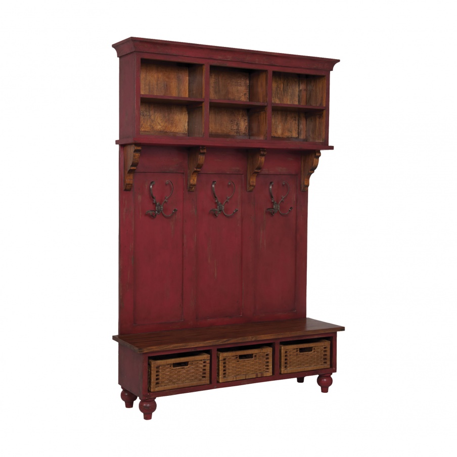 Schrank Legacy Hall Tree In Red Stain Guild Master