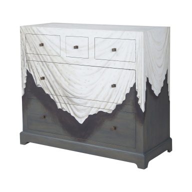 Kommode Trompe L ' Oeil 5-Drawer Chest In Antique Smoke