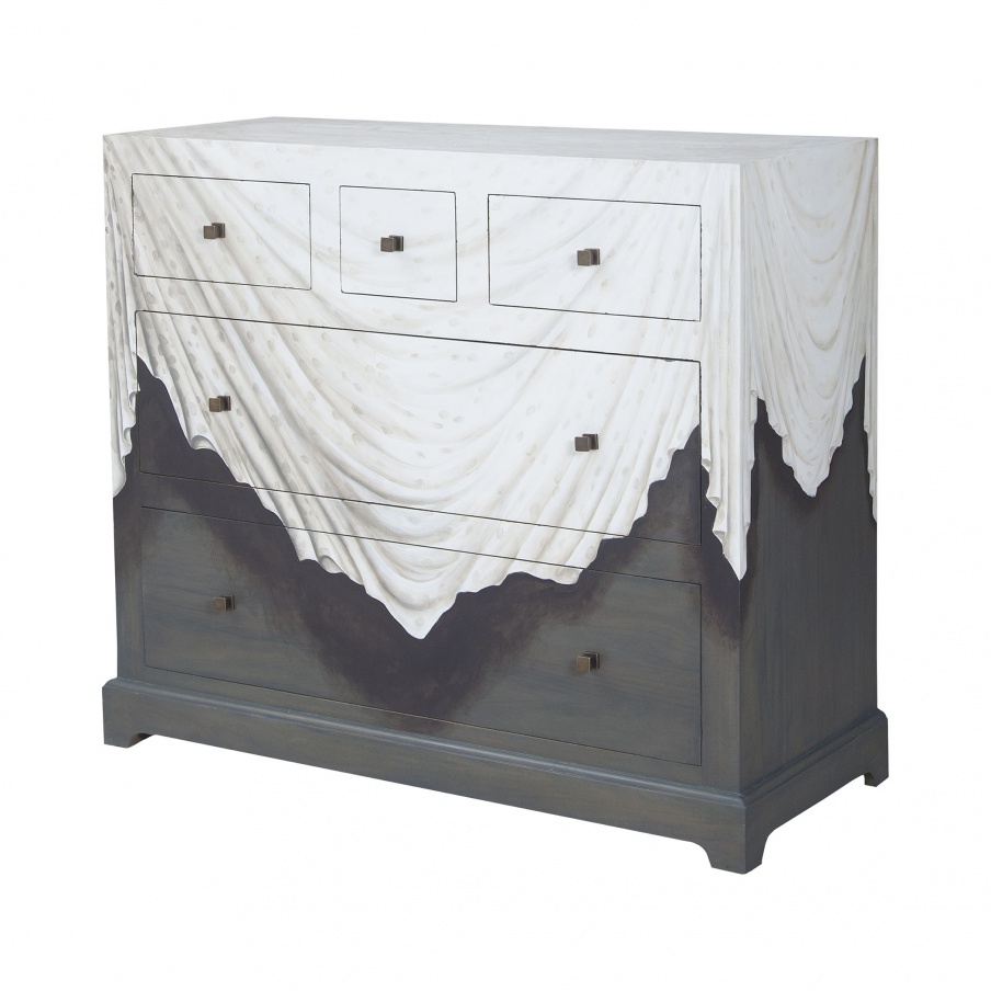 Kommode Trompe L ' Oeil 5-Drawer Chest In Antique Smoke Guild Master