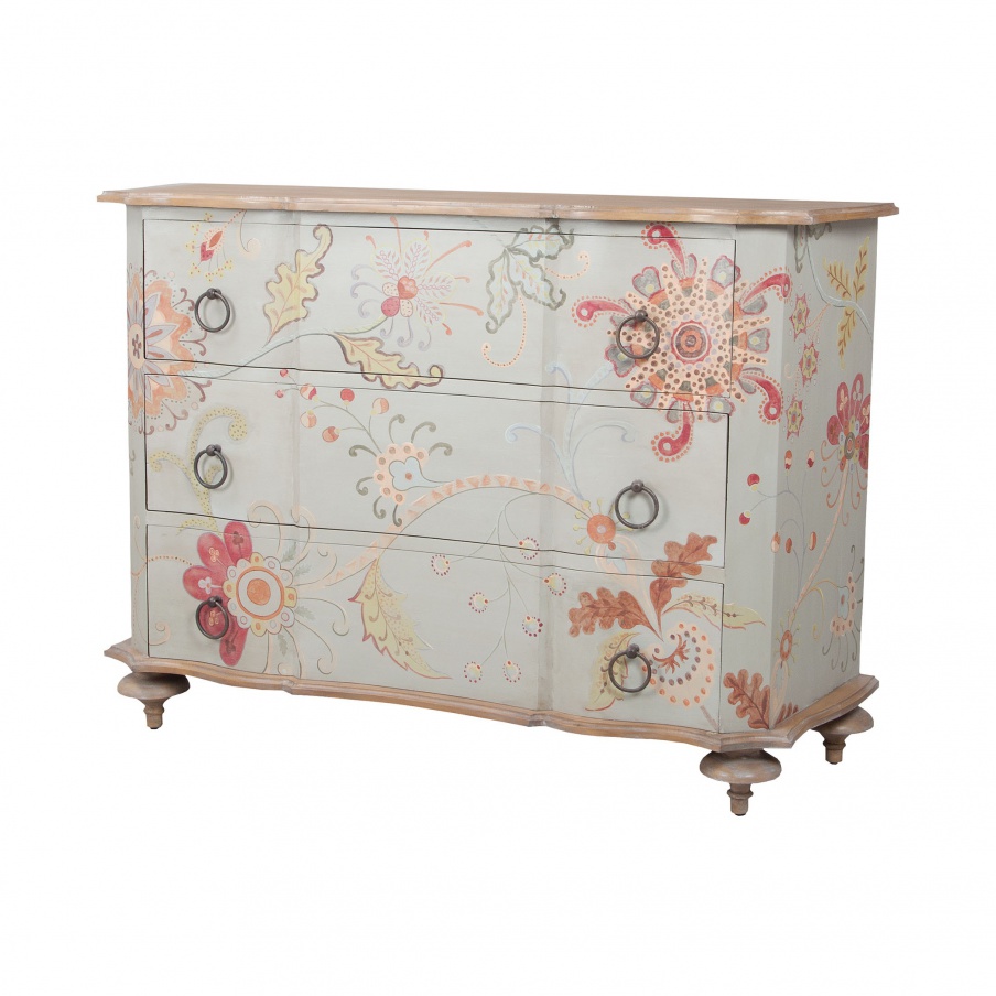 Kommode Manor Duchess Chest In Manor Griege With Hand Painted Pastel Floral Art Guild Master