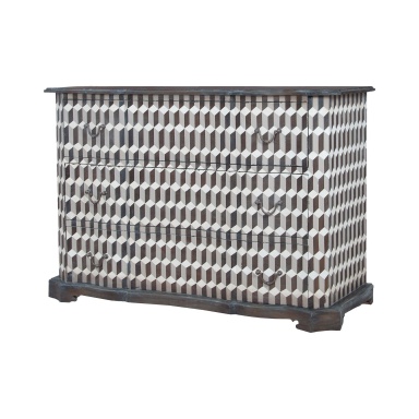 Kommode Heritage Chest In Heritage Grey Stain With Hand Painted Geometric Art