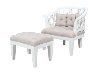 Chaiselongue Soho Wing Chair And Ottoman In Grain De Bois Blanc Guild Master