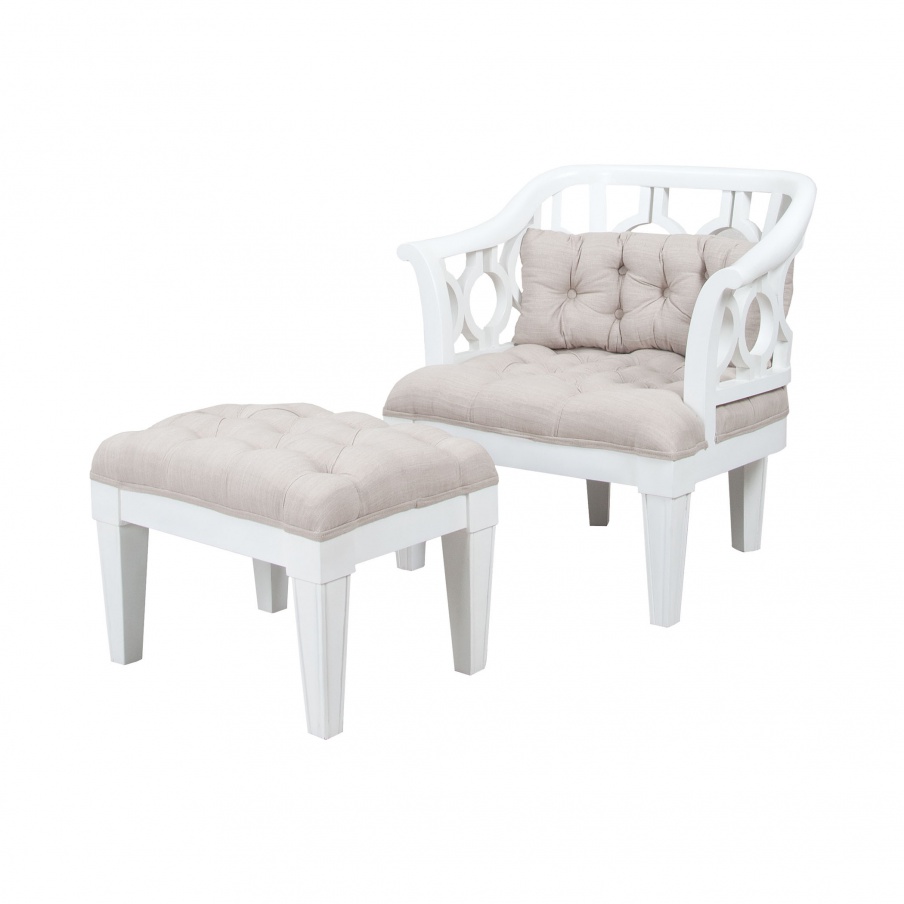 Chaiselongue Soho Wing Chair And Ottoman In Grain De Bois Blanc Guild Master