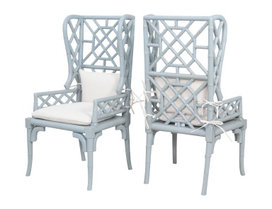 Sessel Bamboo Wing Back Chairs In Manor Slate - Set of 2 Guild Master
