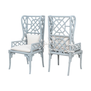 Sessel Bamboo Wing Back Chairs In Manor Slate - Set of 2