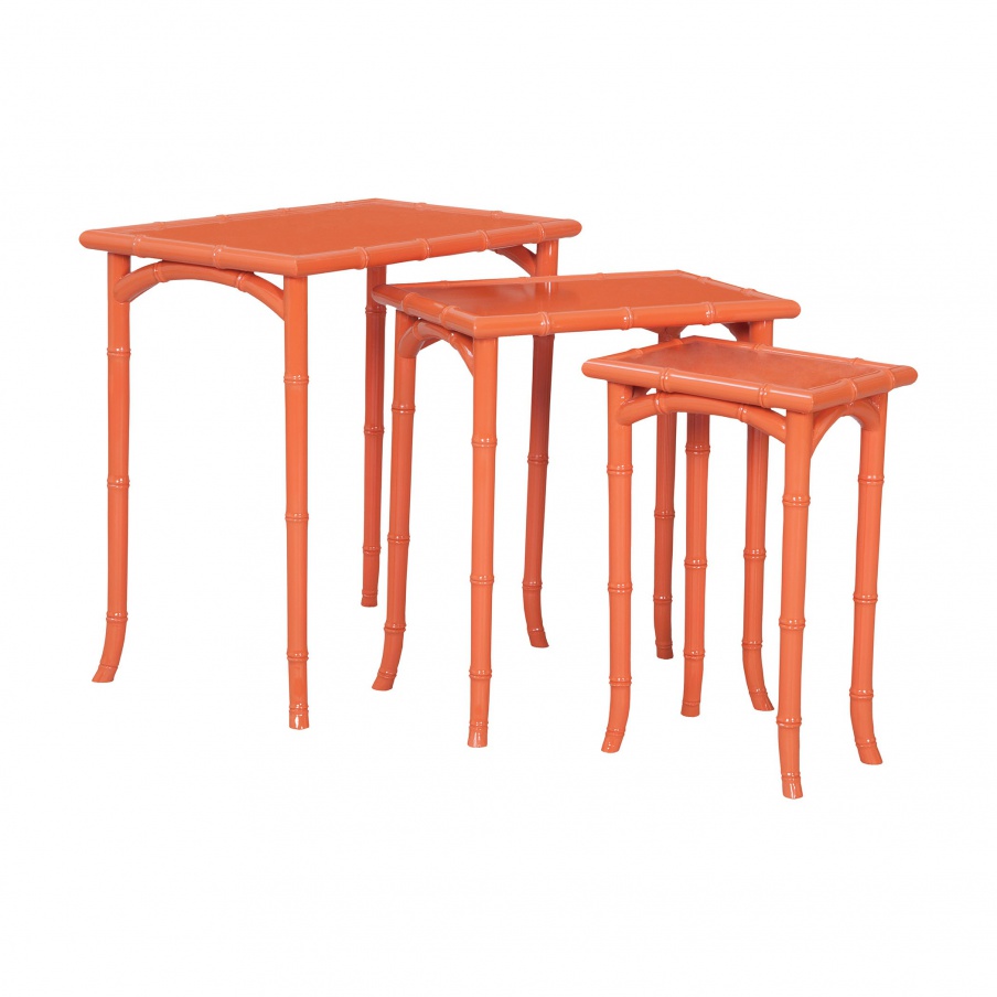 Tisch Loft Bamboo Nesting Tables Loft In Tangerine - Set of 3 Guild Master