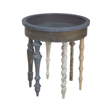 Tisch Artifacts Round Side Table In Antique Smoke