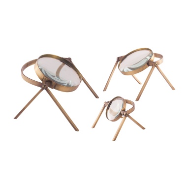 Zubehör Oculi Decorative Magnifying Lenses In Antique Brass - Set of 3