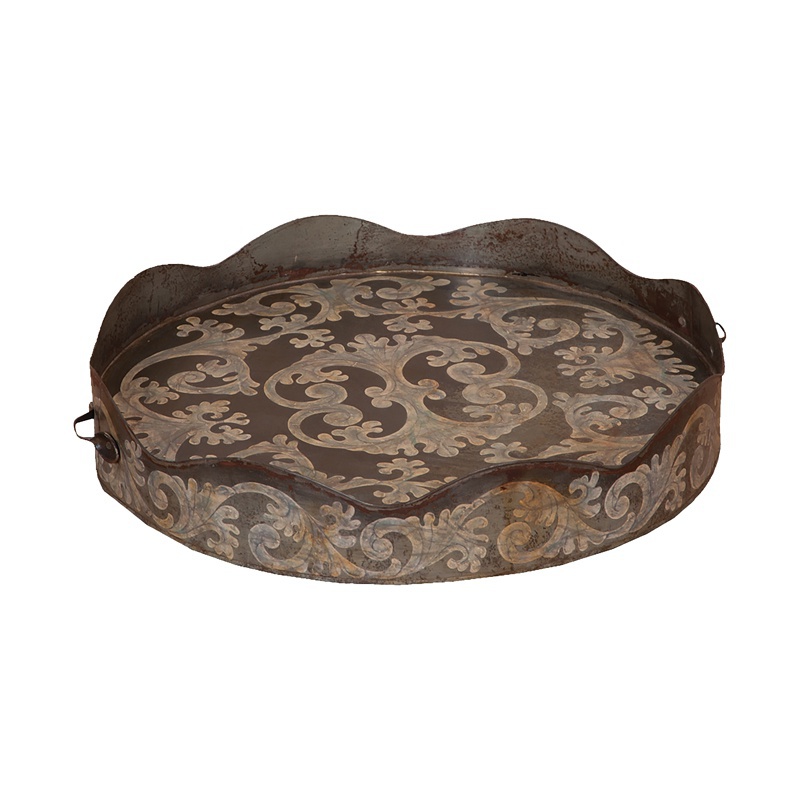 Tablett Round Scalloped Tin Tray Guild Master