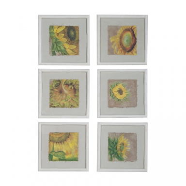 Muster Rattan Framed Sunflowers-Set Of 6