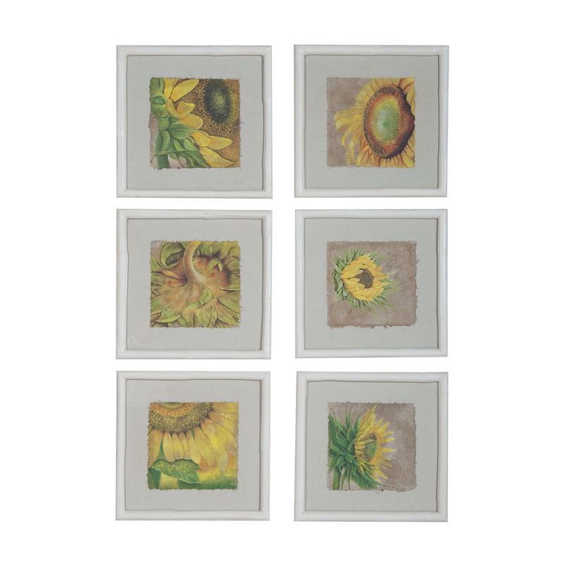 Muster Rattan Framed Sunflowers-Set Of 6 Guild Master