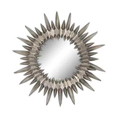 Wand-Aged Silver Sunburst Mirror
