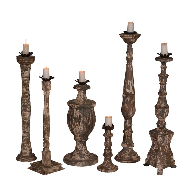 Kerzenhalter Set Of Six Carved Candle Sticks Guild Master