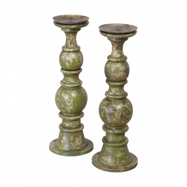 Kerzenhalter Hand Geschnitzte Kerzenhalter-Set Of 2