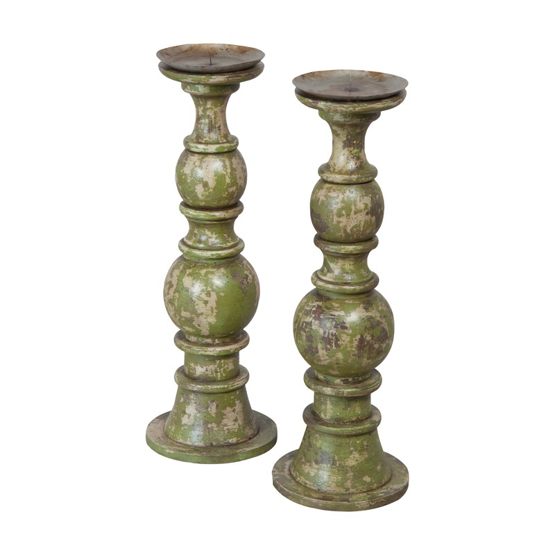 Kerzenhalter Hand Geschnitzte Kerzenhalter-Set Of 2 Guild Master