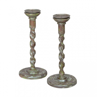 Kerzenhalter Hand Geschnitzte Kerzenhalter-Set Of 2