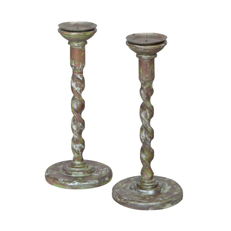 Kerzenhalter Hand Geschnitzte Kerzenhalter-Set Of 2 Guild Master