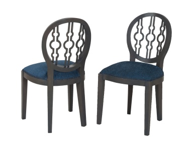 Sessel Dimple Chair In Antique Smoke And Navy Fabric Sterling