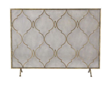 Schott Agra Antique Gold 34-Inch Metal Fire Screen Sterling