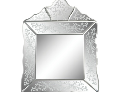 Wall Small Scroll Trim Square Venetian Mirror Sterling