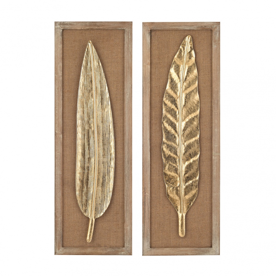 Wand-Dekor Metallic Leaves on Linen Sterling