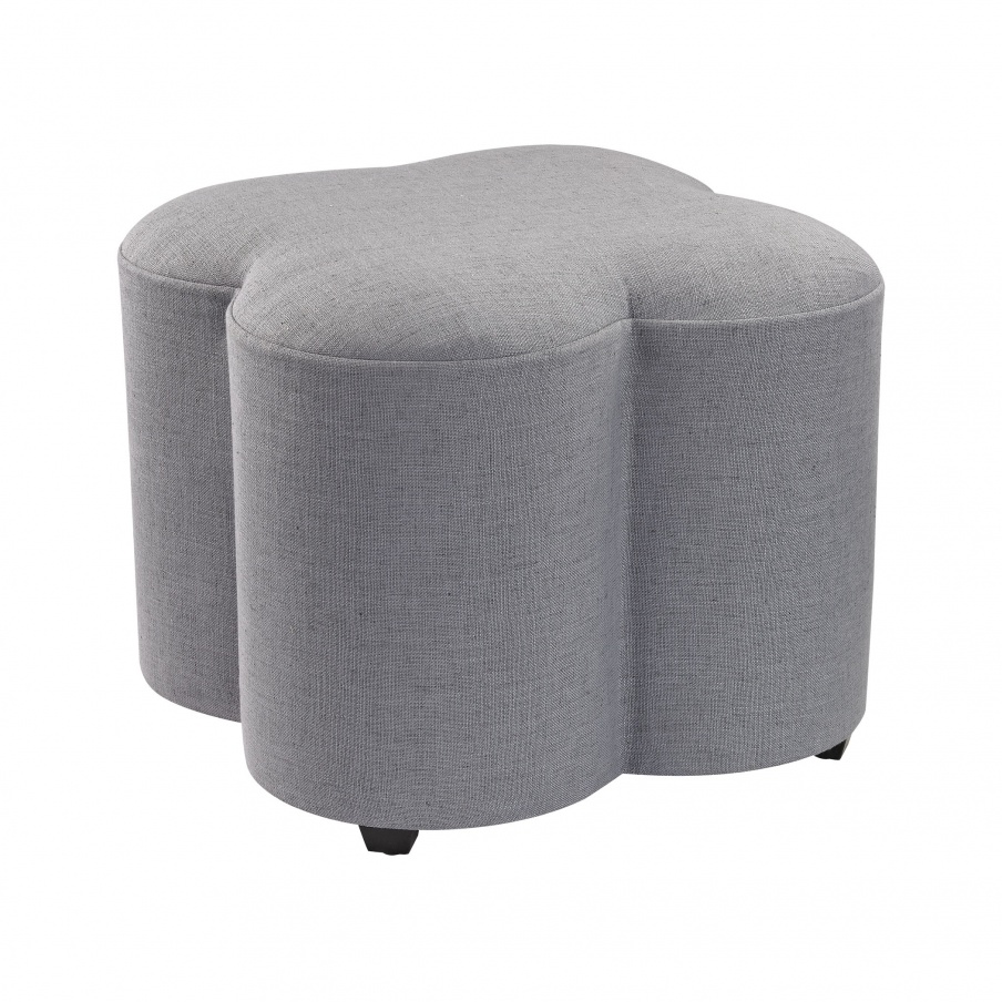 Hocker Grey Linen Quatrefoil Sterling Petzen