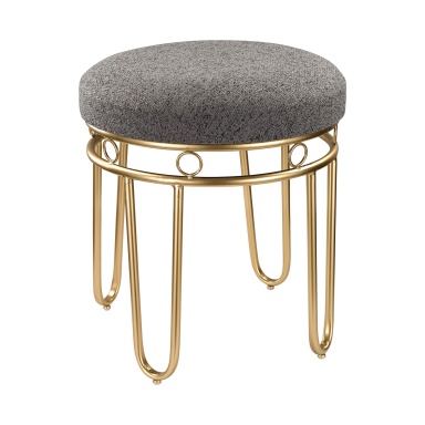 Hocker Grey Linen Stool with Gold Legs