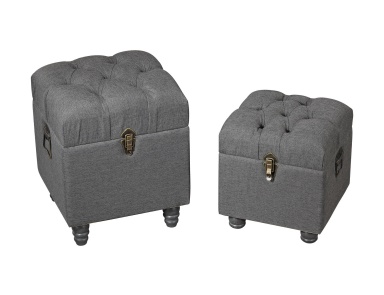 Hocker Grey Linen Storage Benches Sterling