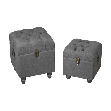 Hocker Grey Linen Storage Benches