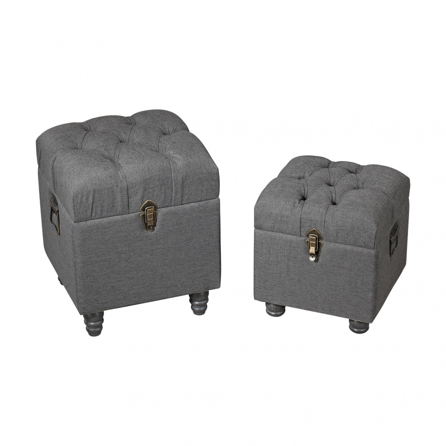 Hocker Grey Linen Storage Benches Sterling