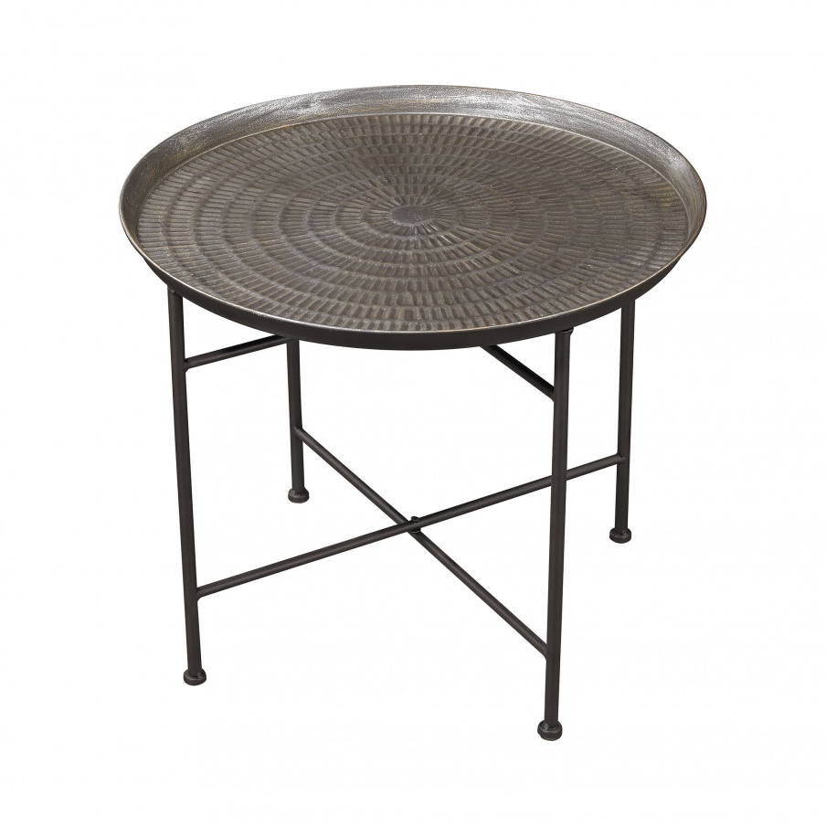 Tisch Embossed Pewter Accent Table Sterling