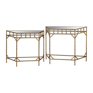 Tisch Gold Leaf and Antique Mirror Nested Tables