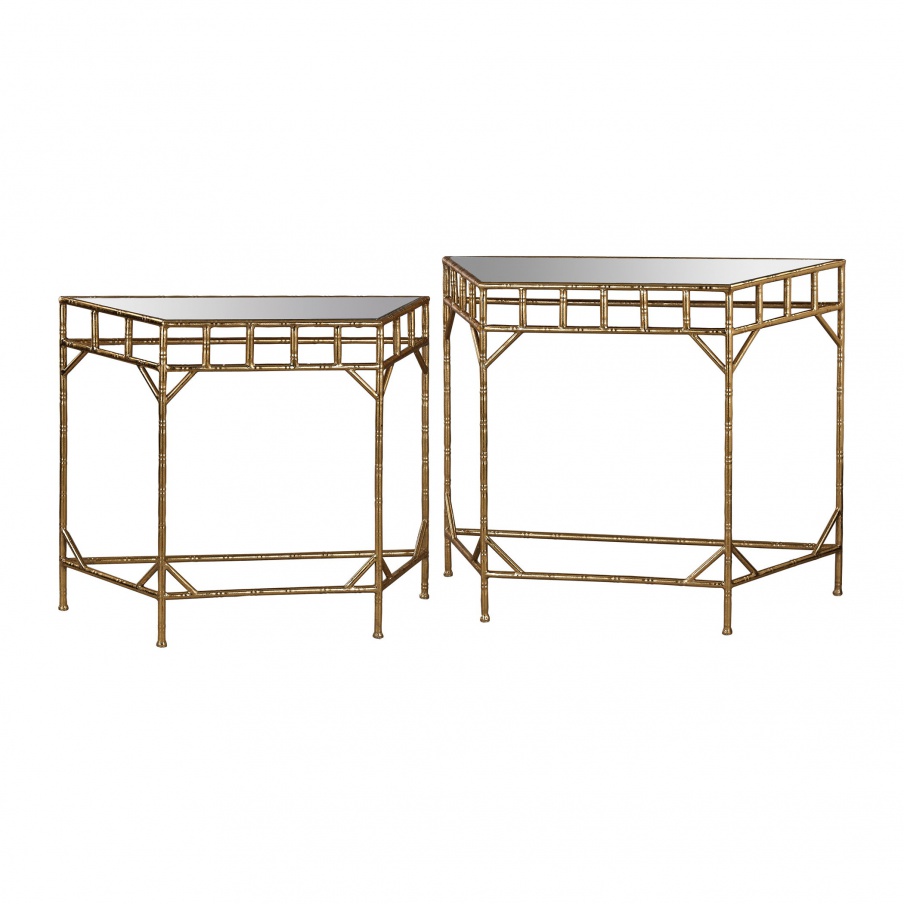 Tisch Gold Leaf and Antique Mirror Nested Tables Sterling