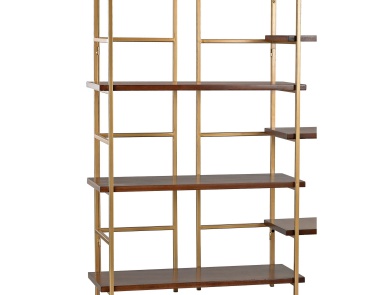 Das Regal Balart Gold and Walnut Shelf Unit Sterling