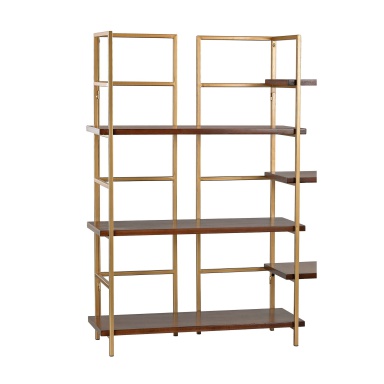 Das Regal Balart Gold and Walnut Shelf Unit