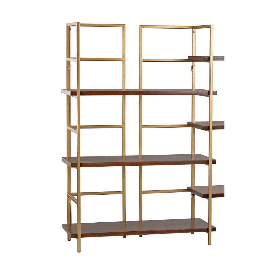 Das Regal Balart Gold and Walnut Shelf Unit Sterling