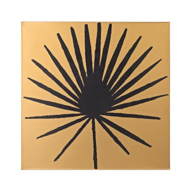 Wand-Dekor Palm Wedel on Metallic Gold Wood