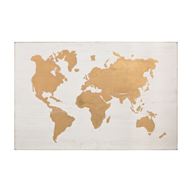 Wand-Dekor Metallic World Map on Wood