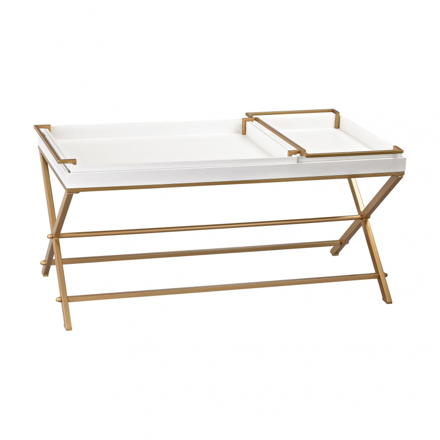 Tisch Gold and White Coffee Table Trays with Sterling