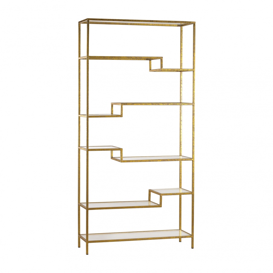Das Regal Gold and Mirrored Shelving Unit Sterling