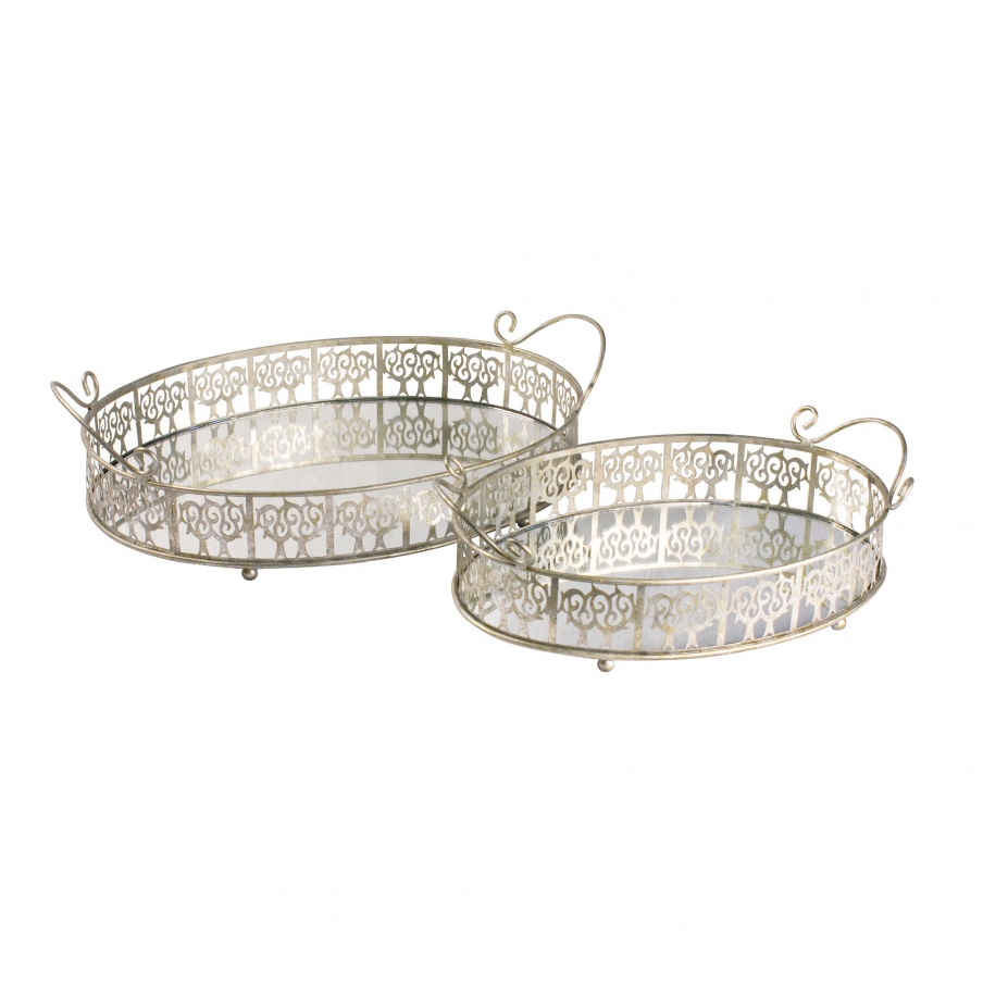 Behälter Set Of 2 Lasko Mirror Trays Sterling
