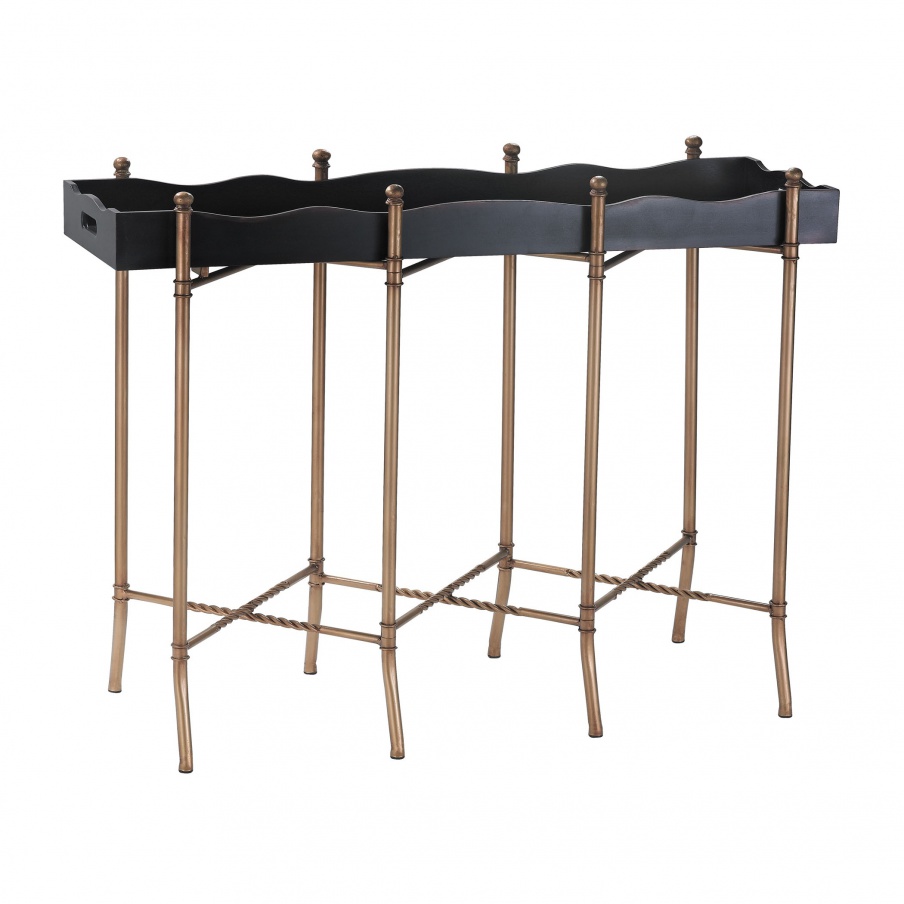 Konsole Black & Gold Tray Style Console Sterling