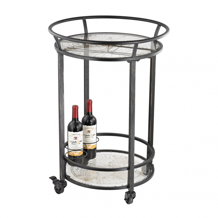 Tisch World Map Bar Cart Sterling