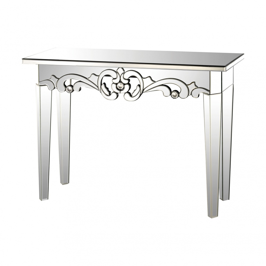 Tisch Mirrored Scroll Console Sterling