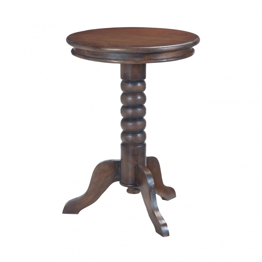 Tisch Turned Trileg Round Side Table Sterling
