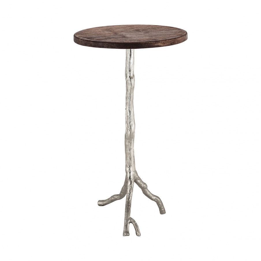 Tisch Wood and Nickle Side Table Sterling