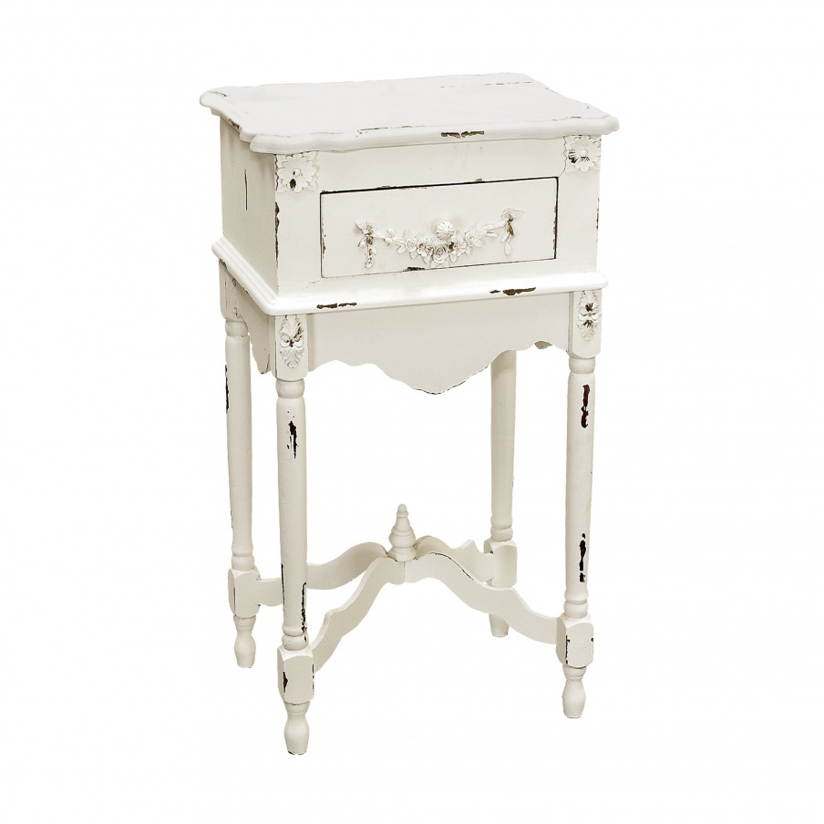 Tisch White Milkpaint Side Table Sterling